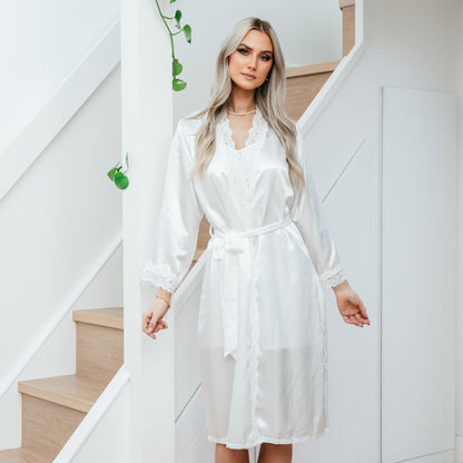 Emily Satin & Lace Bridal Robe