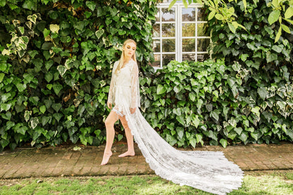 Elizabeth Lace Bridal Robe with Train